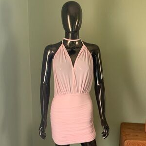 Pink Halter Mini Dress, Size Medium, New With Tags